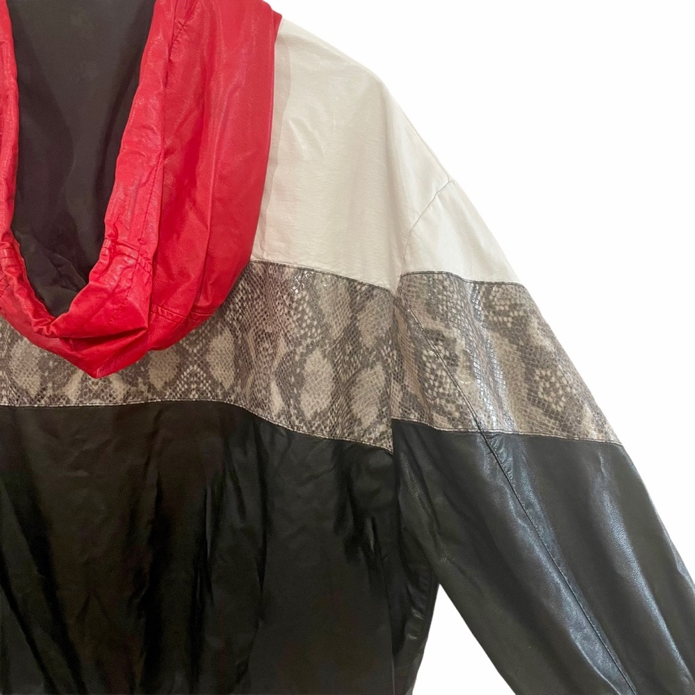 ♦️SOLD♦️MSGM Snakeskin Colorblock Faux Leather Jacket - Picture 11 of 15